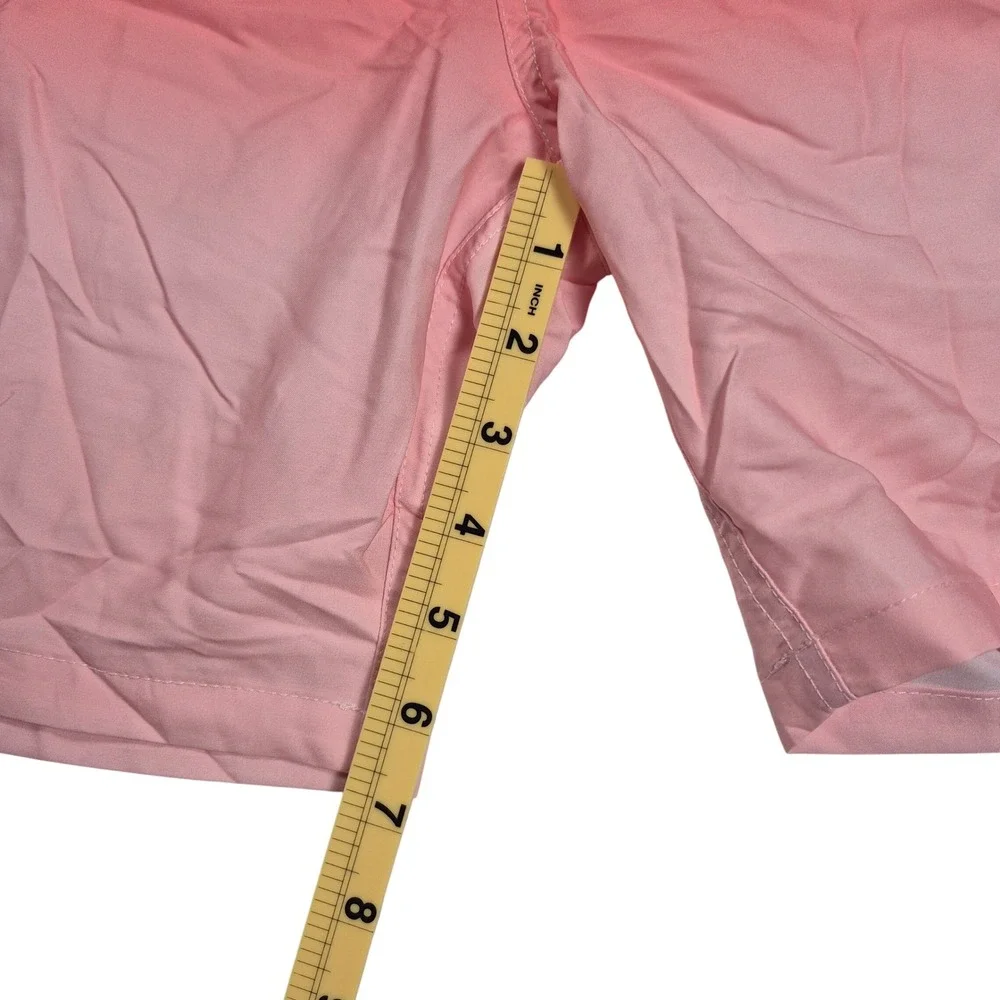 Mens Coral Pink Ombre Swim Trunks XL Beach‎ Board Shorts Vacation Pool
